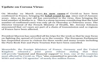 Updates about Corona Virus